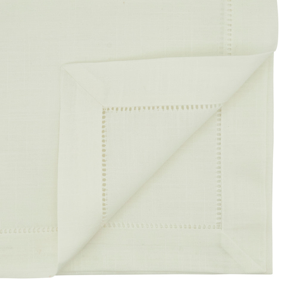 Tablecloth With Hemstitched Border Design, Ivory, 70"x180"
