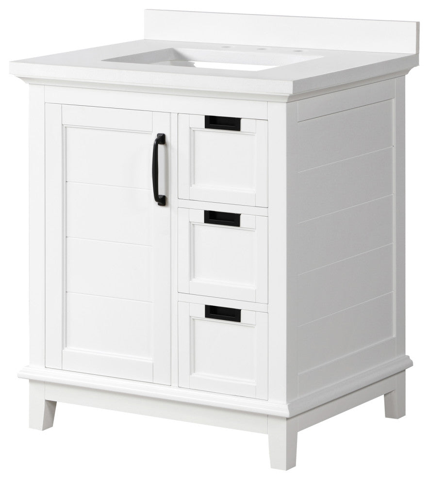 Ove Decors Pembroke 30" Single Sink Bathroom Vanity, White With Black