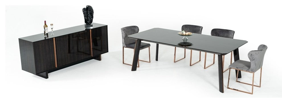 Modrest Chadwick Modern Ebony and Rosegold Dining Table