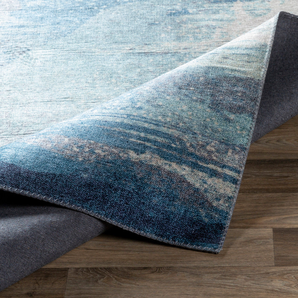 Surya Olivia OLV-2300 9'x12' Rug, Aqua/Bright Blue/Charcoal/Cream