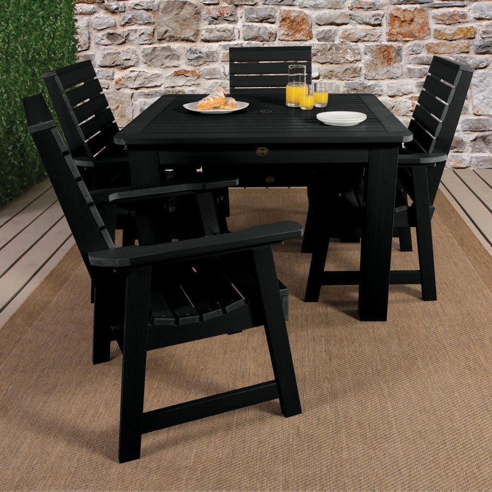 Glennville 5-Piece Square Dining Set, Weathered Acorn, Black