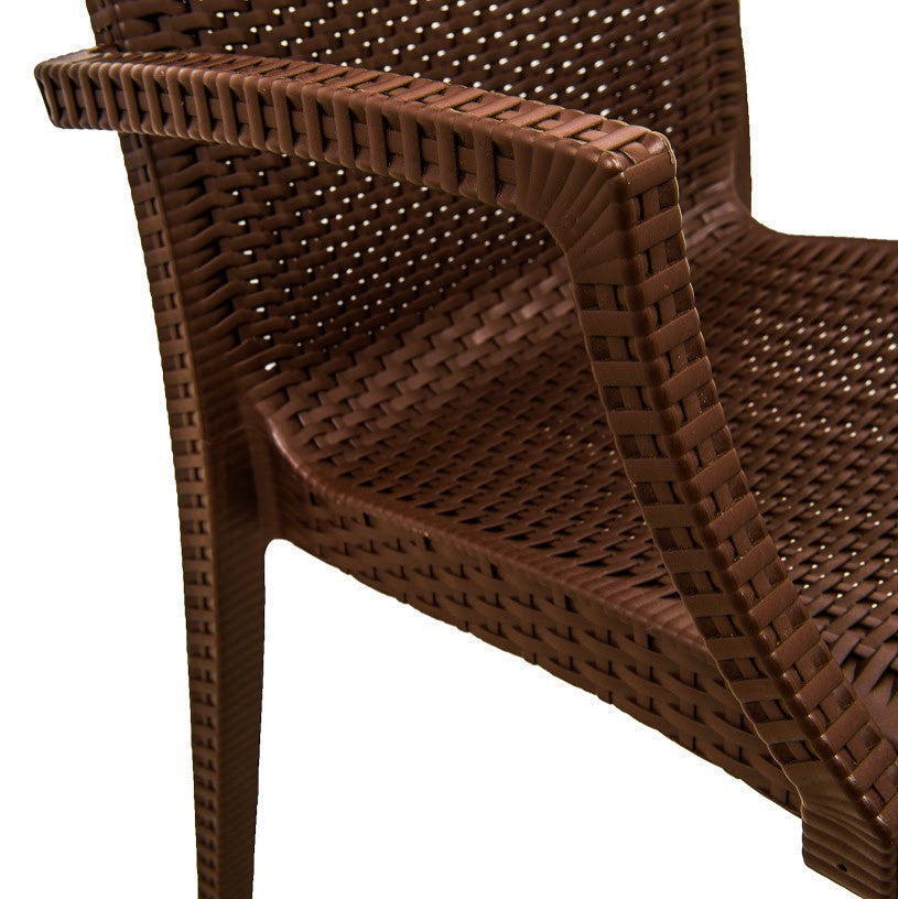 LeisureMod Mace 7-Piece Dining Set with 4 Side Chairs 2 Arm Chairs, Brown