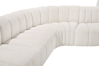 Arc Boucle Fabric Upholstered 8-Pc. Inward Curved Modular Sectional, Cream