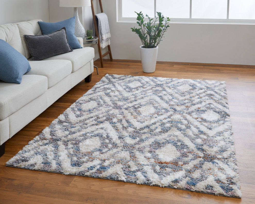 Weave & Wander Caide Contemporary Gray/Cream Rug, 10'x14'