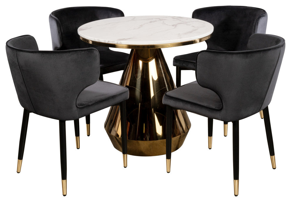 Gigi Bistro Table With Dining Chairs, Black, 4 Chairs