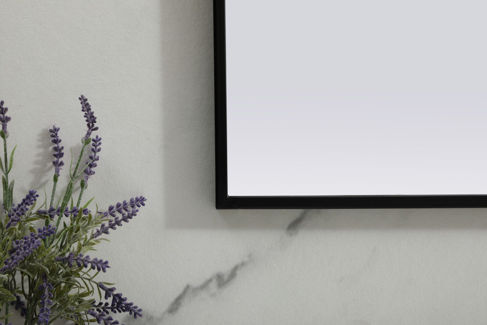 Metal Frame Arch Mirror 36X30 Inch, Black
