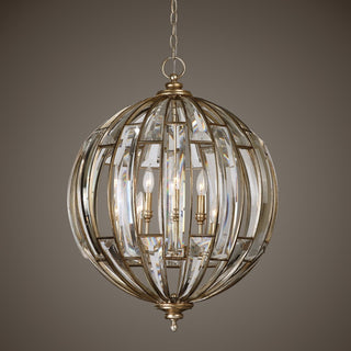Antique Style 6 Light Crystal Globe Shape Sphere Chandelier Art Deco