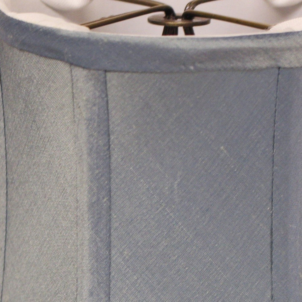 6" Blue Steel Set of 6 Corset Drum Chandelier Dupioni Lampshades