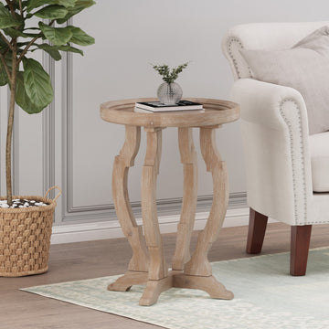 Ridge French Country Accent Table With Round Top, Natural