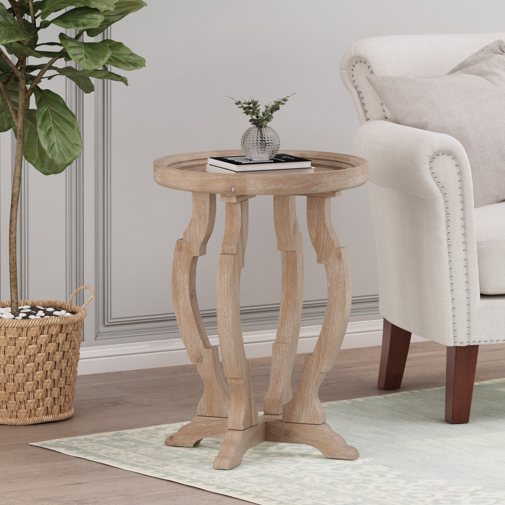 Ridge French Country Accent Table With Round Top, Natural