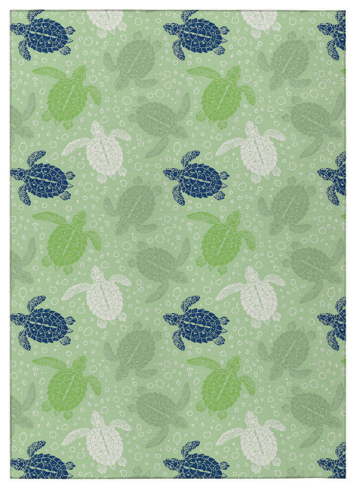 Indoor/Outdoor Seabreeze SZ13 Aloe Machine Washable 9' x 12' Rug