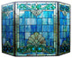 KEANU Tiffany-style 3pcs Folding Victorian Fireplace Screen 44inches Wide