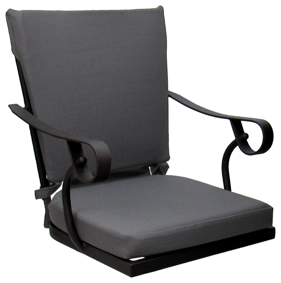 Outdoor/Indoor Patio Swivel Dining Chair Jamey With Arms, Dark Gray Linen - Black