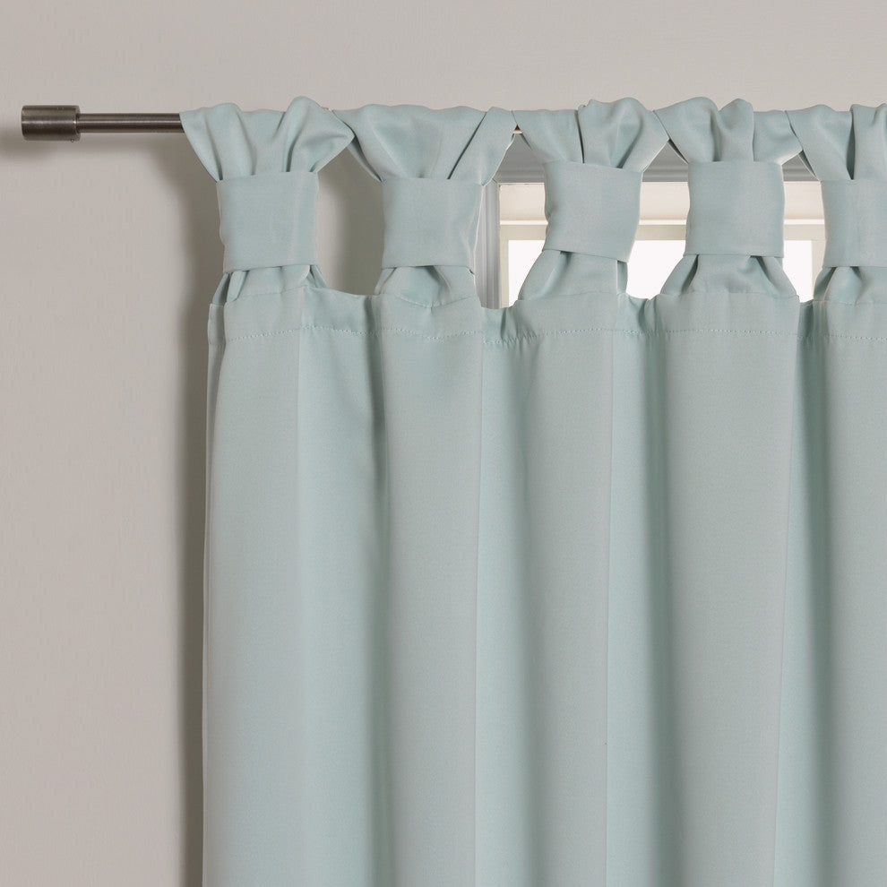 BANDTAB -Thermal Insulated Blackout Knotted Tab Curtain Set, Mint, 52" W X 96" L
