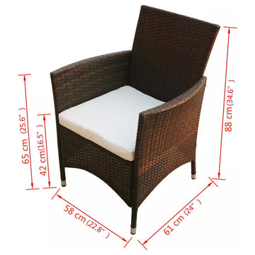 vidaXL Garden Chair Set of 2 Brown, Cream White