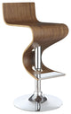 Modern Walnut Adjustable Bar Stool Chair With Chrome Base