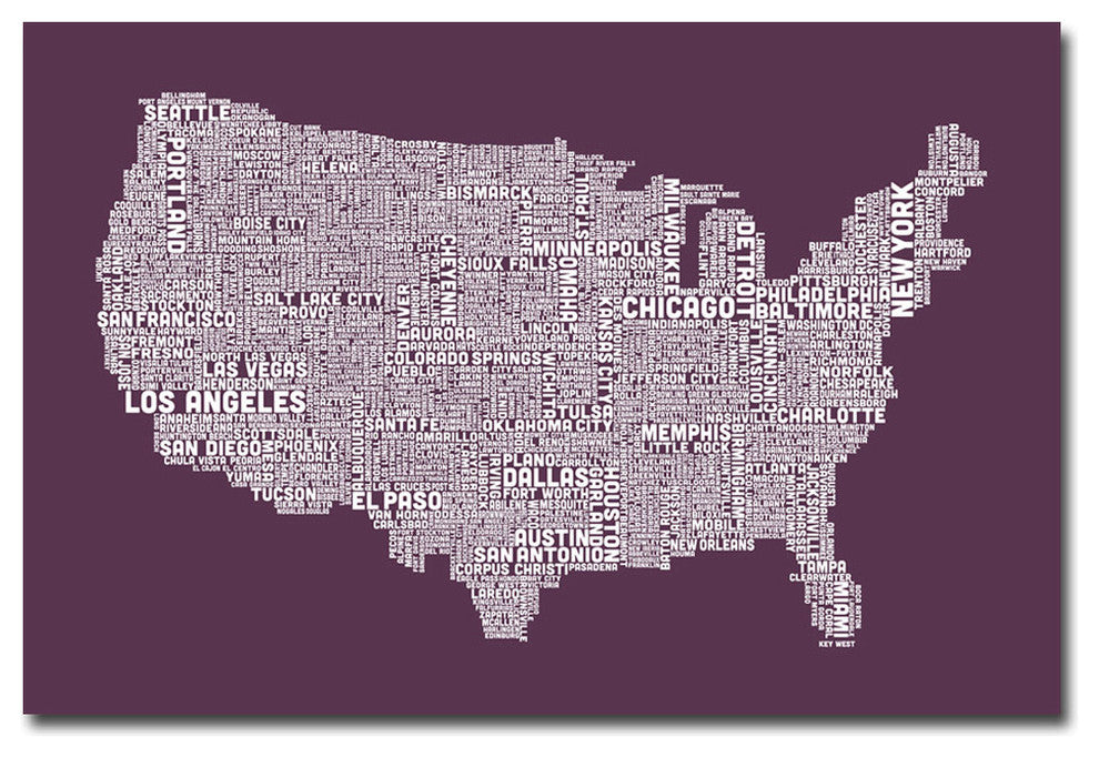 ''US City Map IV'' Canvas Art by Michael Tompsett