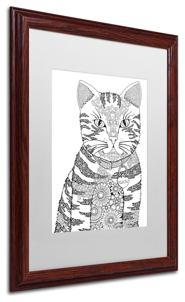 Hello Angel ''Miaow'' Art, Wood Frame, White Mat, 20x16