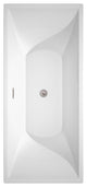 Maryam 71" Freestanding White Bathtub, Brushed Nickel Drain and Overflow Trim