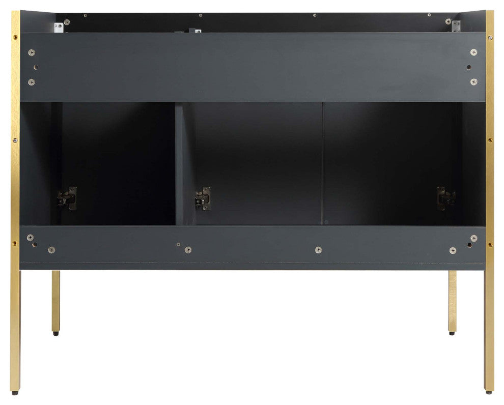 Oakville Bath Vanity, Ceramic Sink, Onix Grey, 42 Inch, Satin Brass Hardware