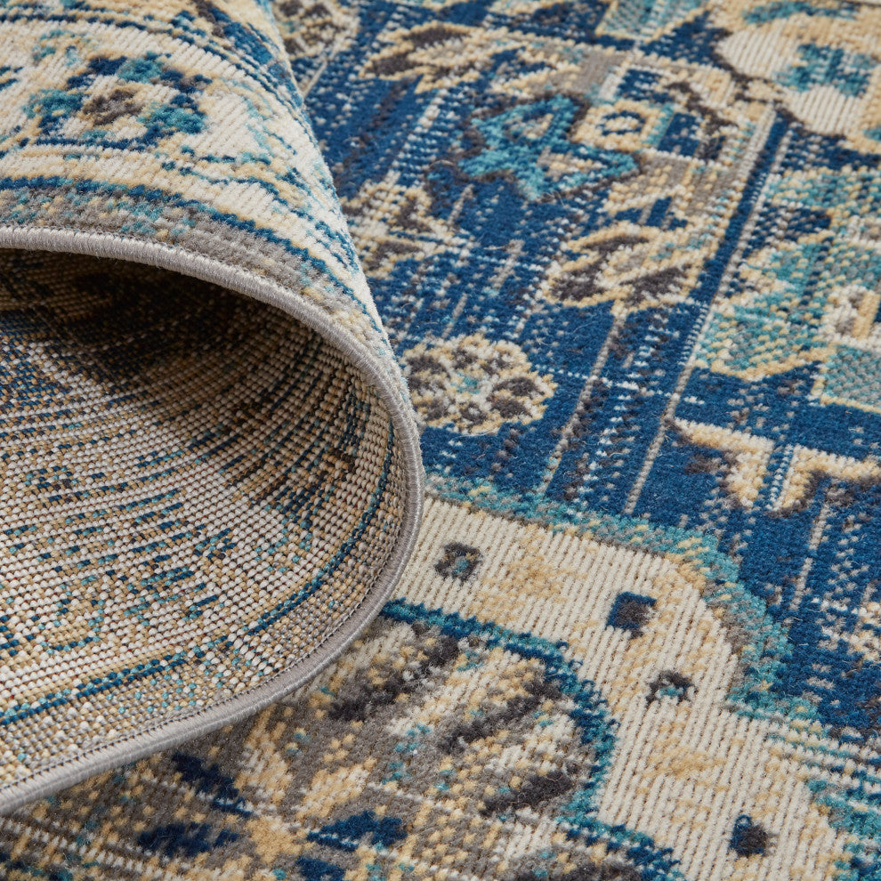 Weave & Wander Kezia Rug, Classic Blue/Opal Gray, 7ft-9in x 10ft-6in