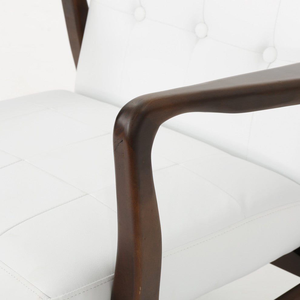 GDF Studio Callisto Mid Century Modern Fabric Club Chair, White