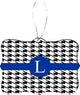 Letter L Blue Houndstooth Monogram Rectangle Christmas Tree Ornament
