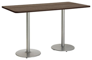 KFI Mode 42" x 84" Conference Table Teak Round Silver Base Bistro Height