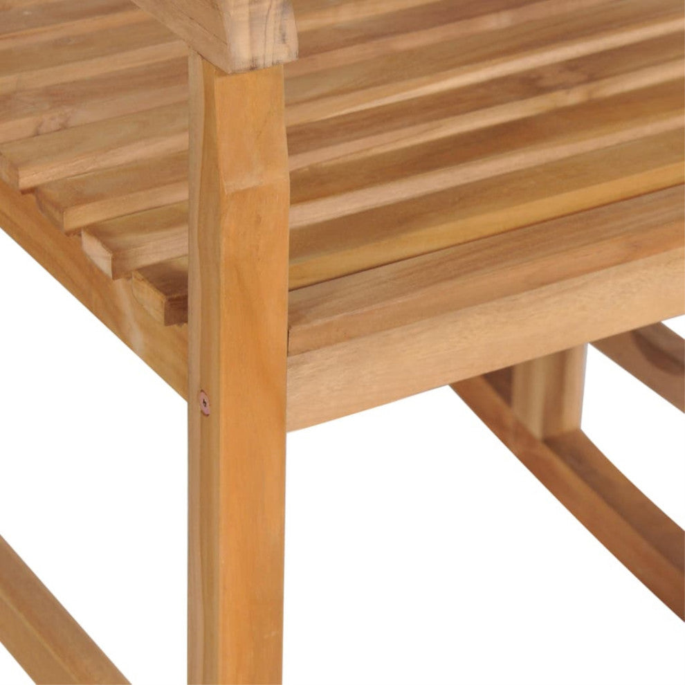 Vidaxl Rocking Chair With Green Cushion Solid Teak Wood