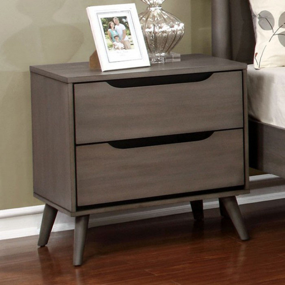 Benzara BM123113 Lennart Mid Century Modern Nightstand, Gray