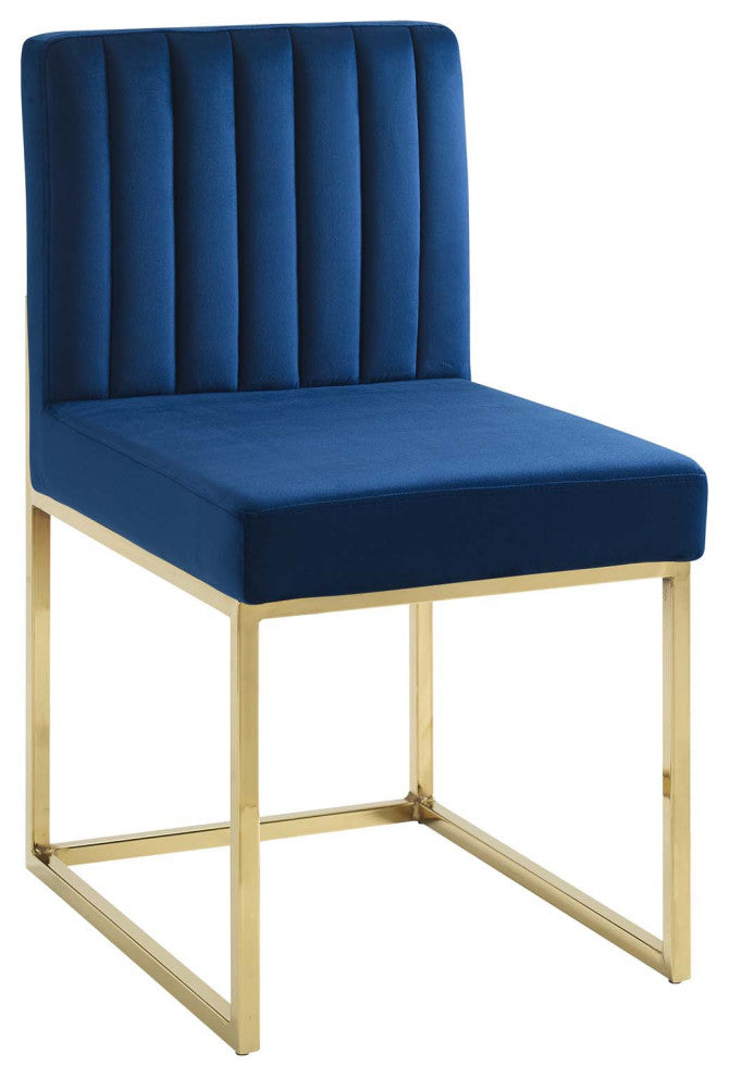 Carriage Dining Chair Performance Velvet Set of 2-Gold Navy