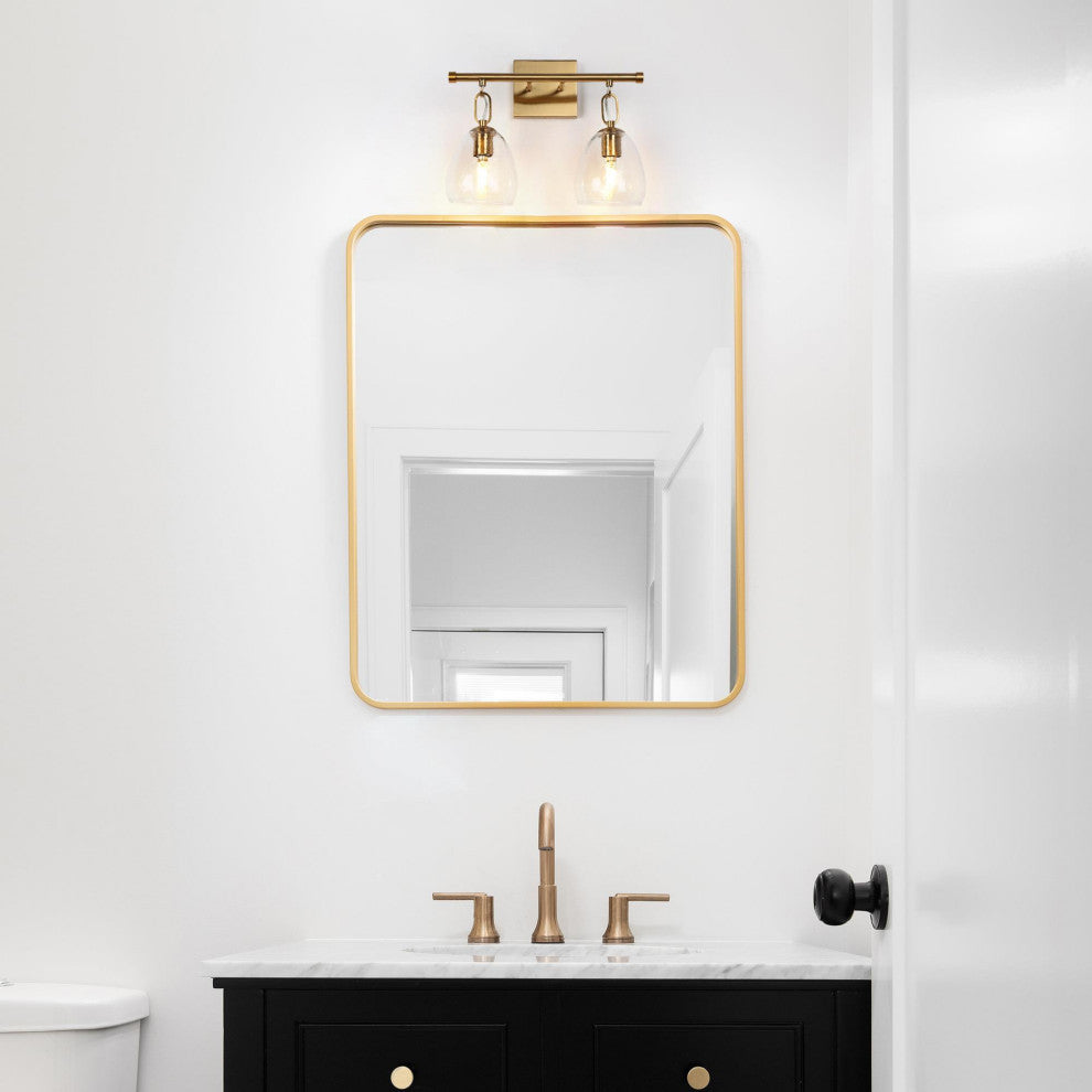 LNC Polished Gold Modern Textured-Glass Bell Wall Sconce, 2 Lights