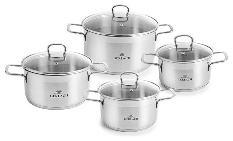 BRAVA Stainless Steel Pot Set With Lids 8 pcs
