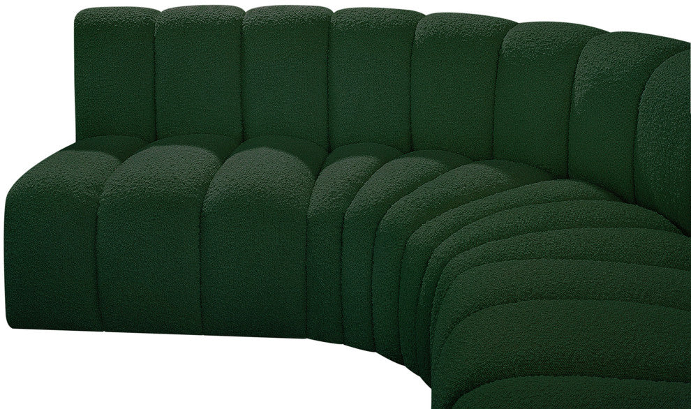 Arc Boucle Fabric Upholstered 8-Pc. U-Shaped Modular Sectional, Green