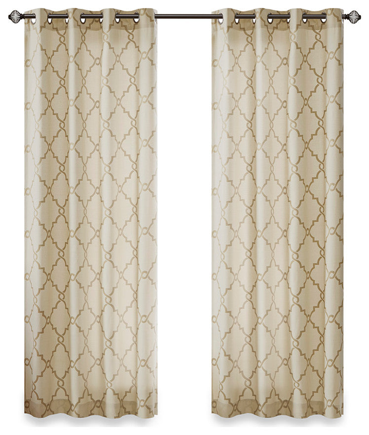 Madison Park Saratoga Fretwork Print Grommet Top Window Curtain Panel