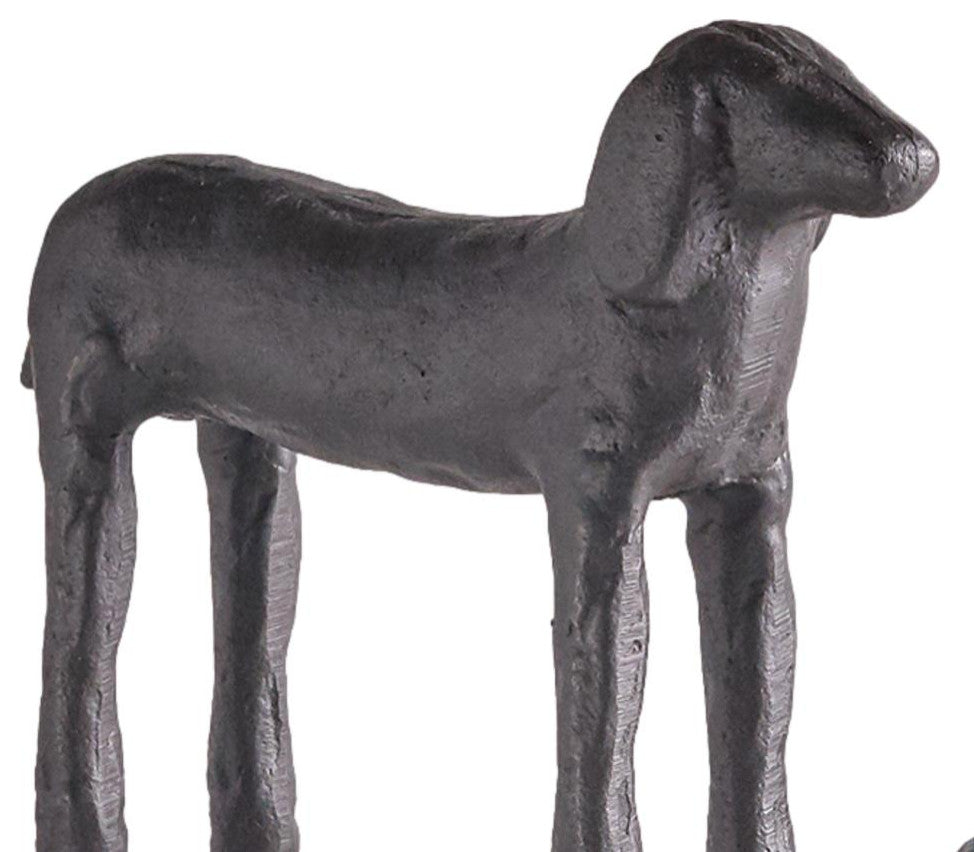Tall Bronze Metal Dog Sculptures Set 2 Hounds Beagle Dachshund Long Legs