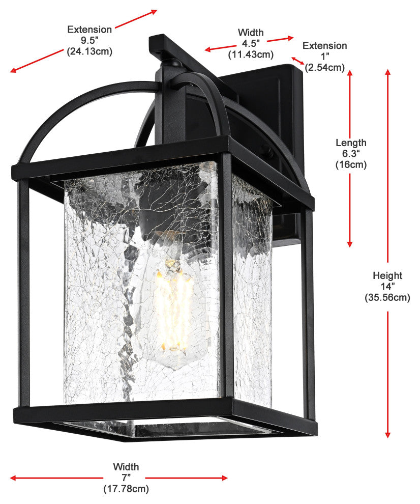 Home Living 7" Outdoor Wall Sconce, Black