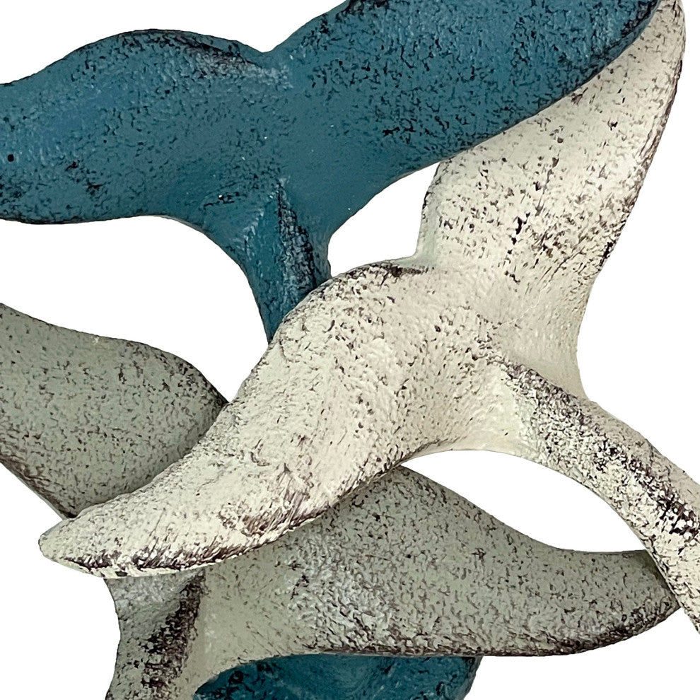 Set of 3 Cast Iron Nautical Whale Tale Wall Hooks