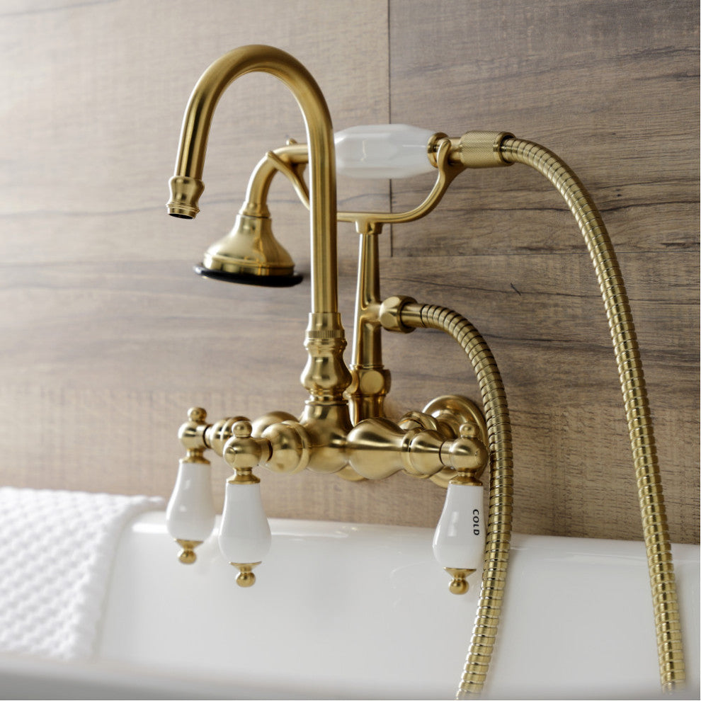 AE9T7 Wall Mount Clawfoot Tub Faucet, Brushed Brass