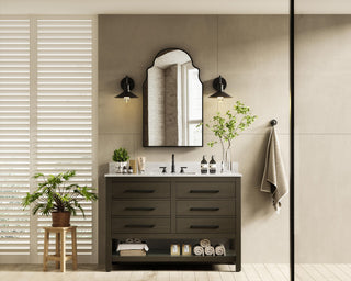 Home Living 48" Single Bathroom Vanity, Mocha Brown With Backsplash