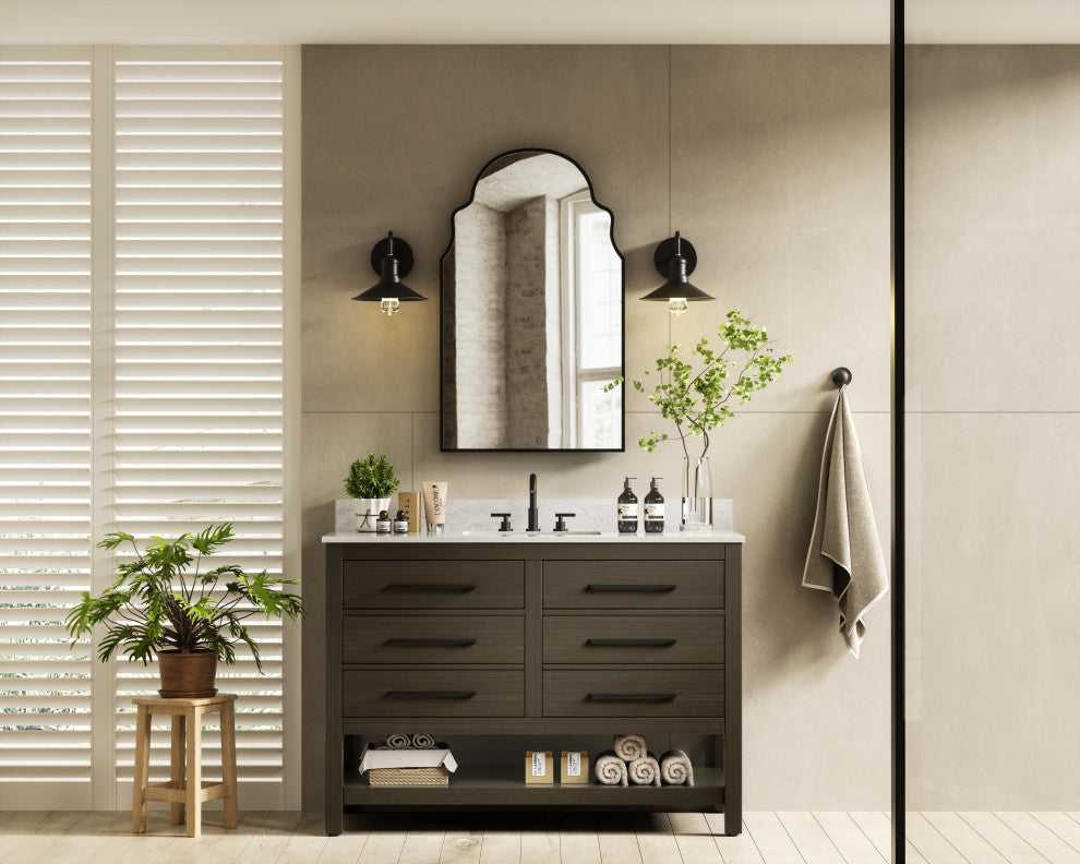 Home Living 48" Single Bathroom Vanity, Mocha Brown With Backsplash