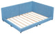 Gewnee Upholstered Full Size platform bed with USB Ports, Blue