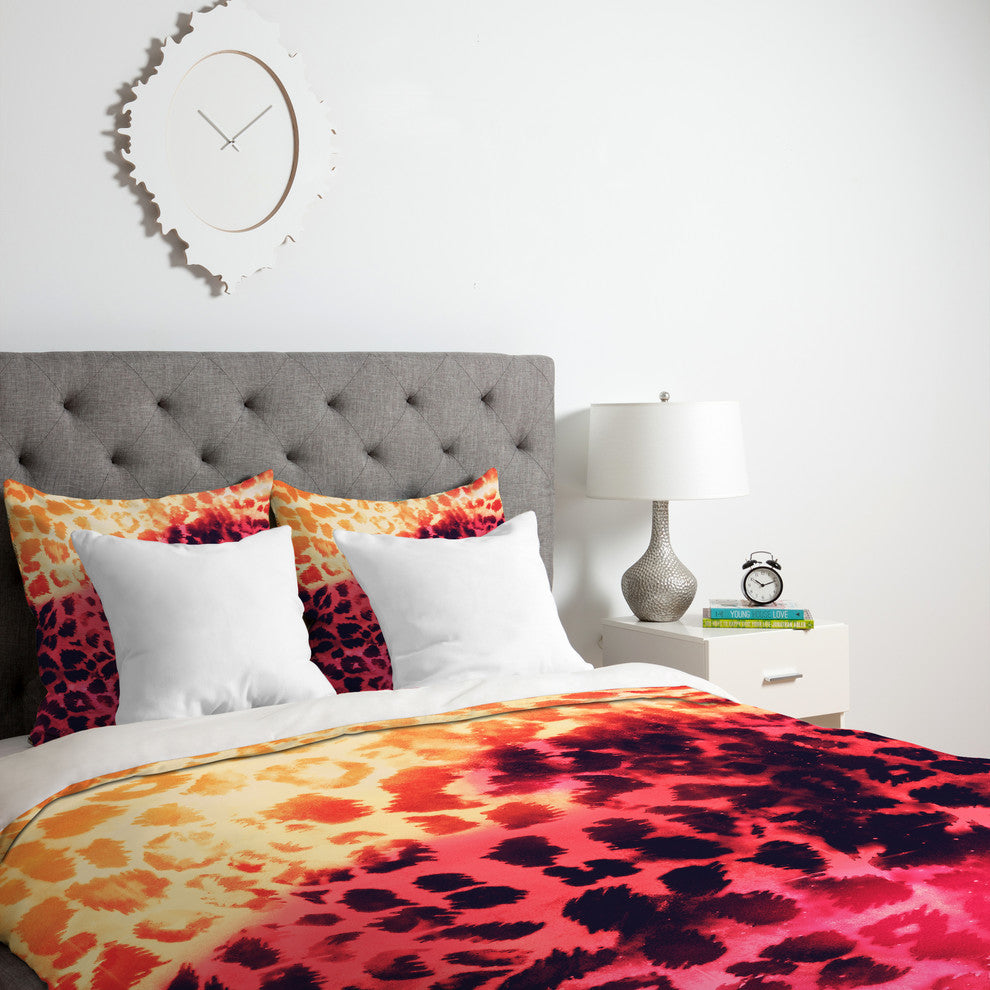 Deny Designs Caleb Troy Leopard Storm Fire Duvet Cover - Lightweight