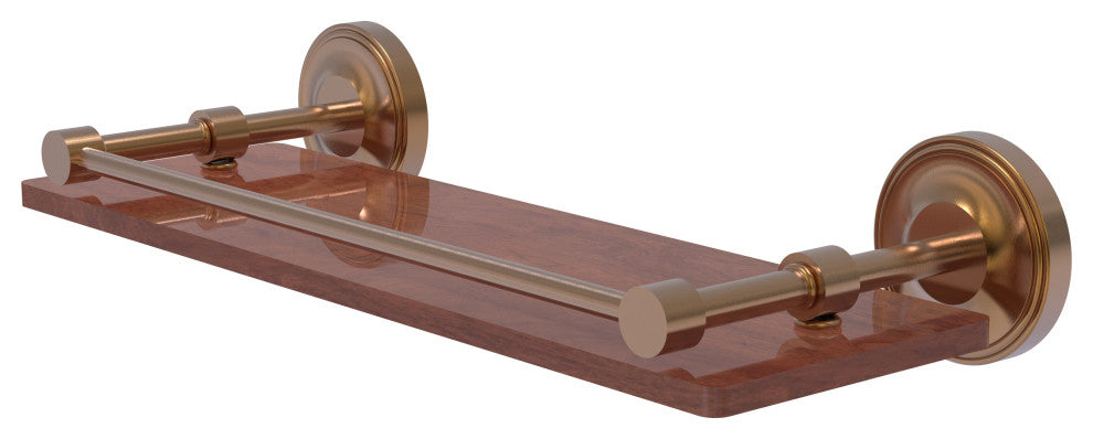 Prestige Regal 16" Solid Wood Shelf with Gallery Rail, Brushed Bronze