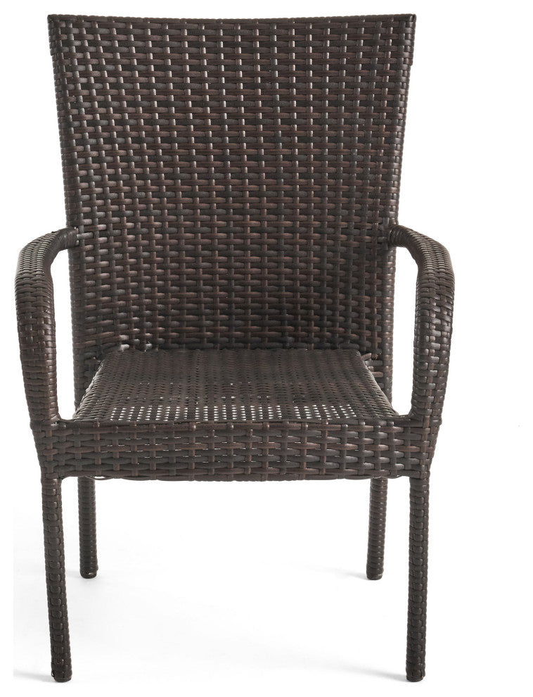 GDF Studio 7-Piece Fannie Outdoor Teak Acacia Wood and Wicker Dining Set