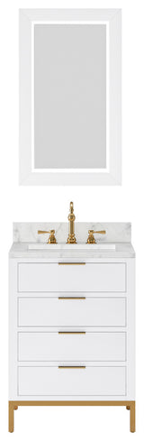 Bristol 24" Vanity, White With Mirrors and Hook Faucet