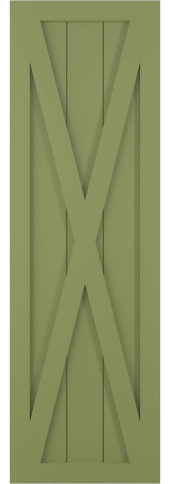 15"W True Fit PVC Single X-Board Farmhouse, Moss Green, 63"H