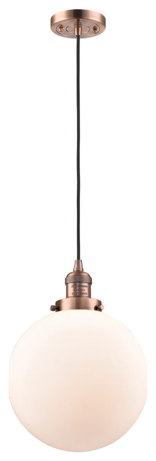 X-Large Beacon 1-Light Mini Pendant, Antique Copper, Matte White