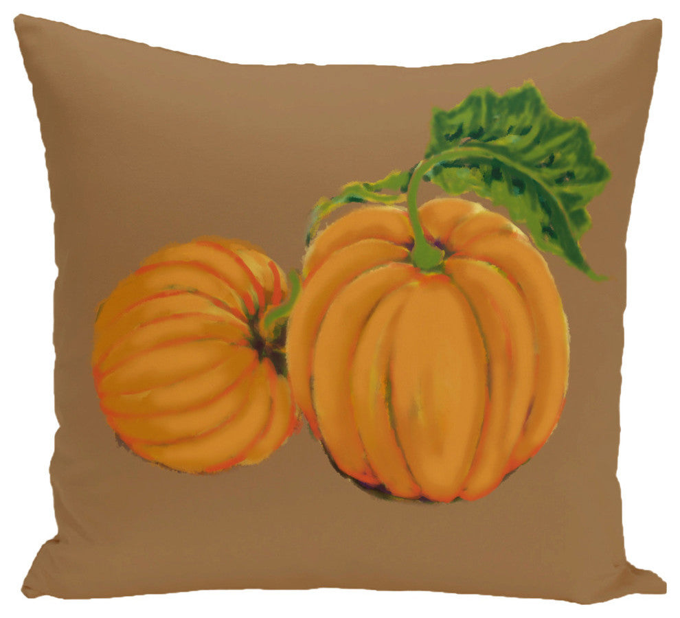 Pumpkin Patch Holiday Print Pillow, Brown, 26"x26"