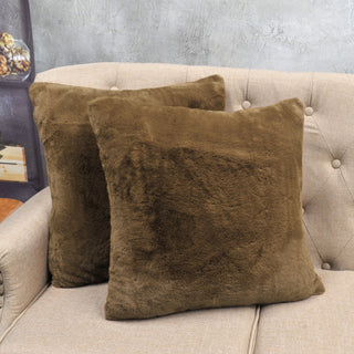 Solid Faux Fur Pillow Shell 2 Piece Set, Otter